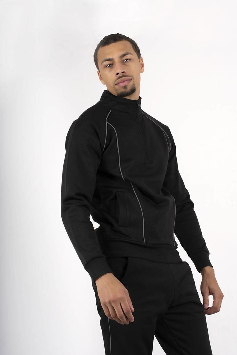 Axel Skinny Fit Pullover Tracksuit With Reflective Piping Axel Skinny Fit Pullover Tracksuit With Reflective Piping
