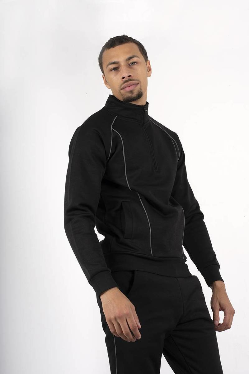 Axel Skinny Fit Pullover Tracksuit With Reflective Piping Thumbnail Axel Skinny Fit Pullover Tracksuit With Reflective Piping Thumbnail
