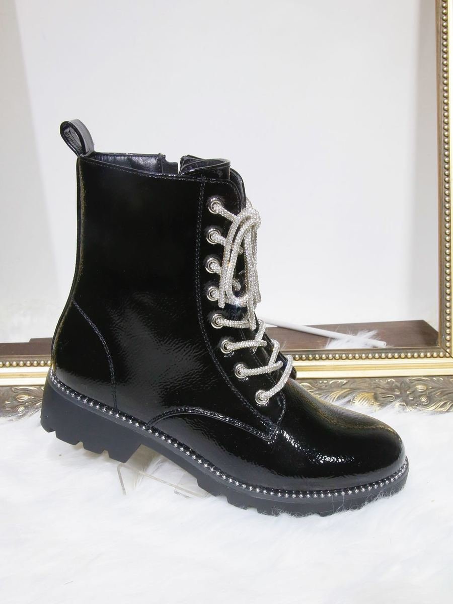 Lydia Diamante Lace-Up Ankle Boots