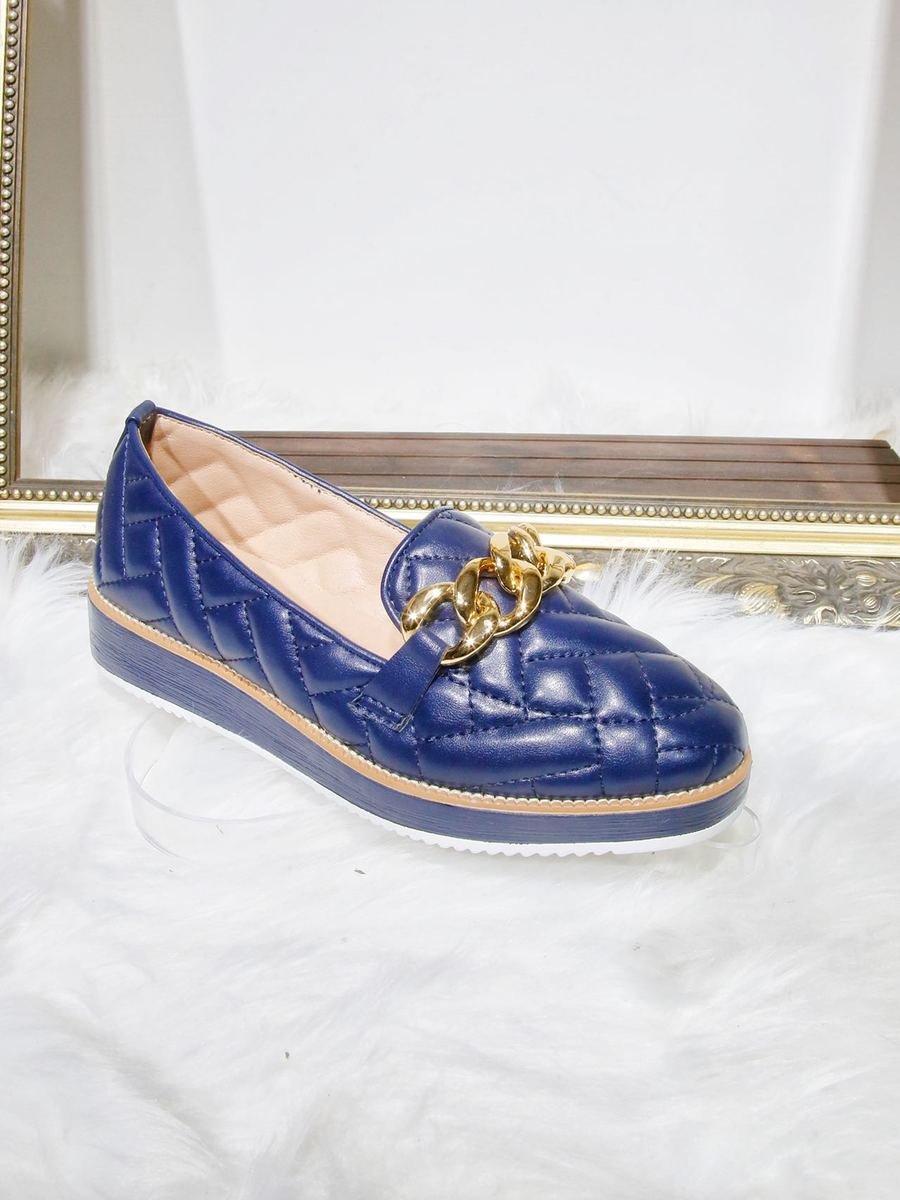 Sophie Fashion Quilted Flat Shoes with Chain Detail Sophie Fashion Quilted Flat Shoes with Chain Detail