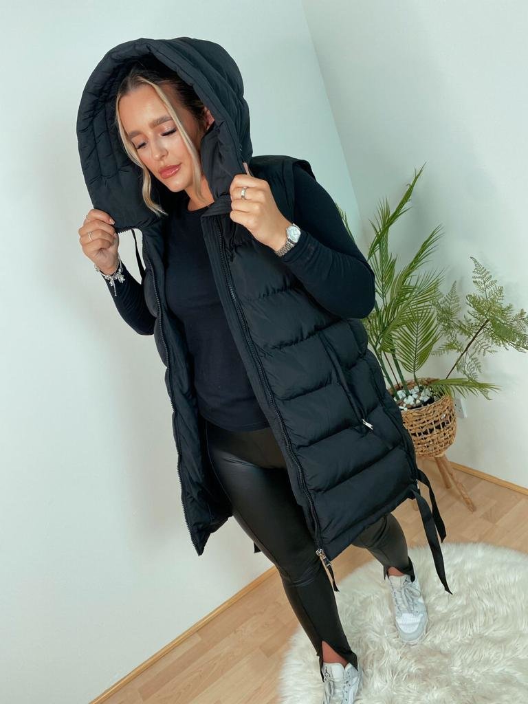 Bridget Long Puffer Hooded Gilet