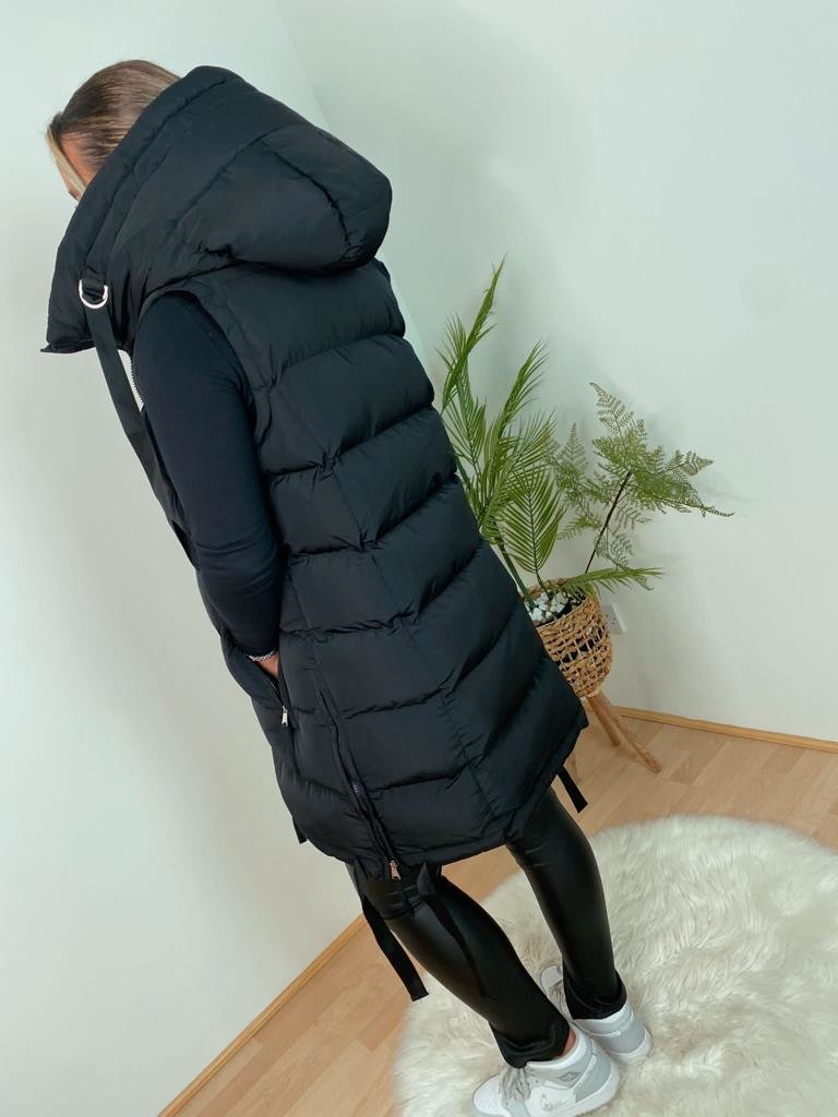 Bridget Long Puffer Hooded Gilet Thumbnail