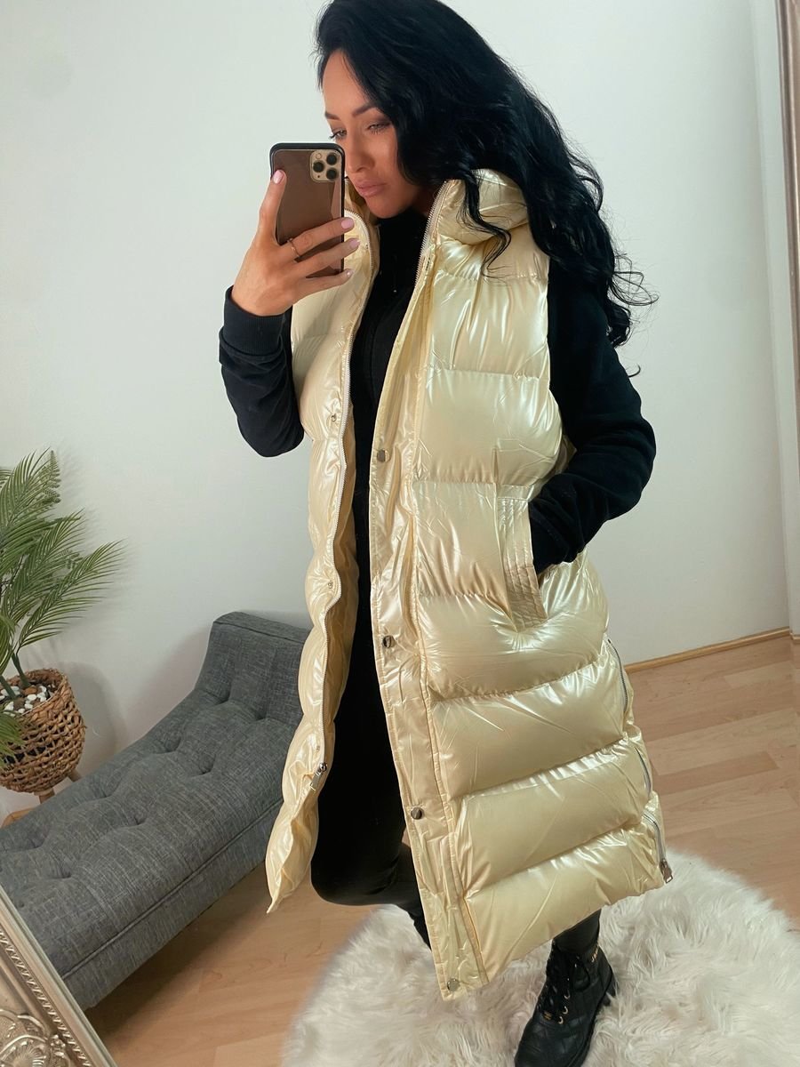 Caitlyn Long Puffer Hooded Gilet 