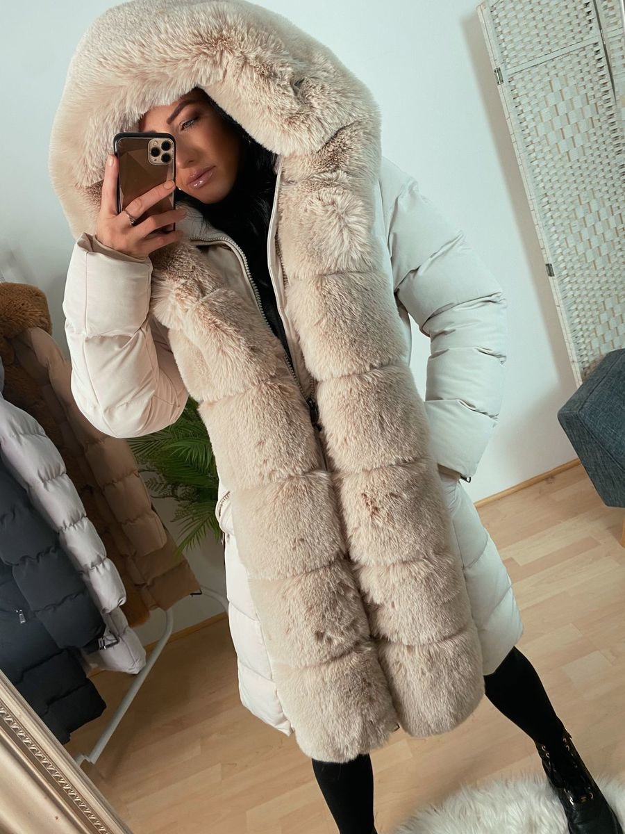 Shelly Faux Fur Hooded Padded Long Coat