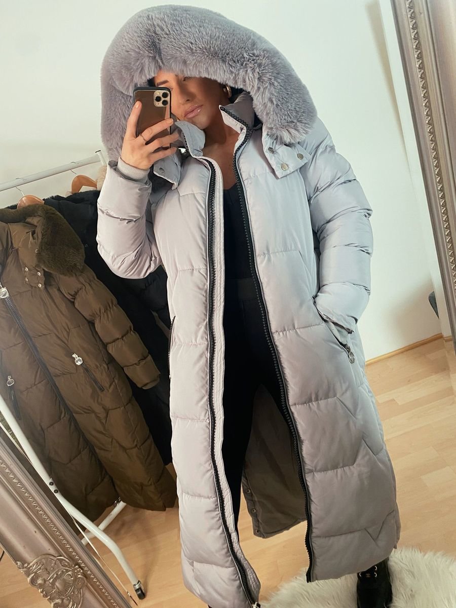 Mary Faux Fur Hooded Padded Long Coat