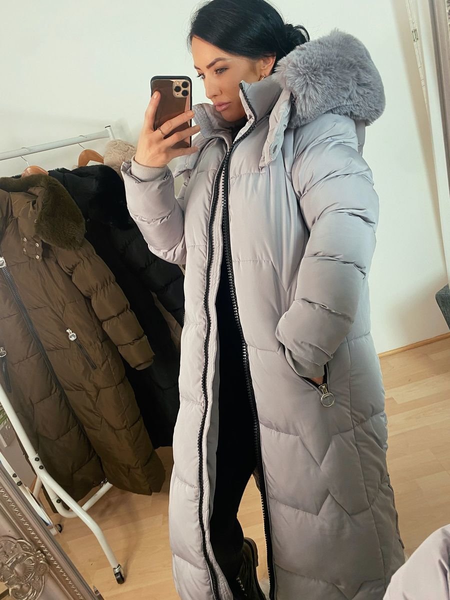 Mary Faux Fur Hooded Padded Long Coat Thumbnail Mary Faux Fur Hooded Padded Long Coat Thumbnail