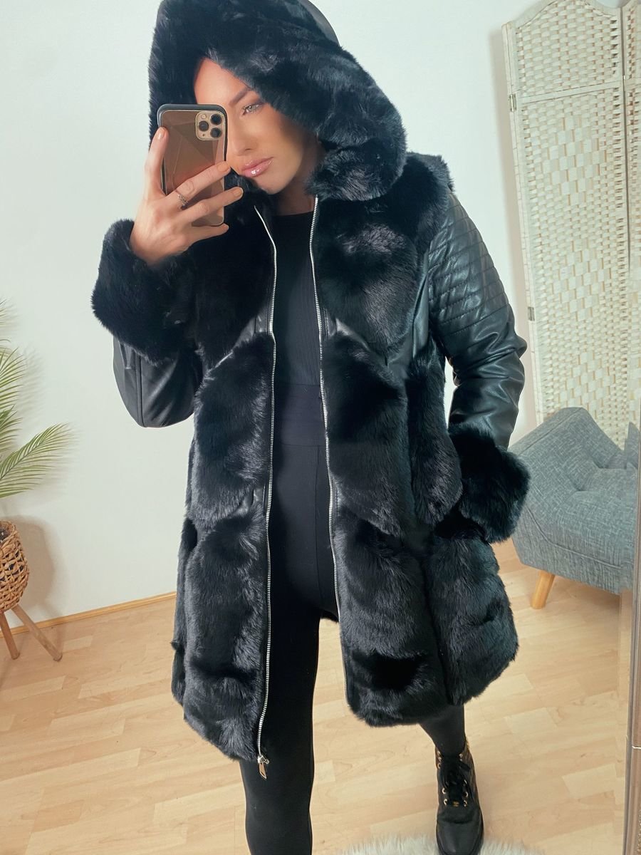 Tabitha PU Faux Fur Coat Thumbnail