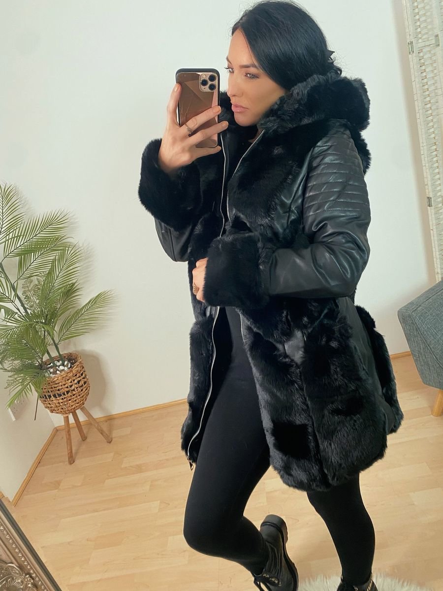 Tabitha PU Faux Fur Coat Thumbnail