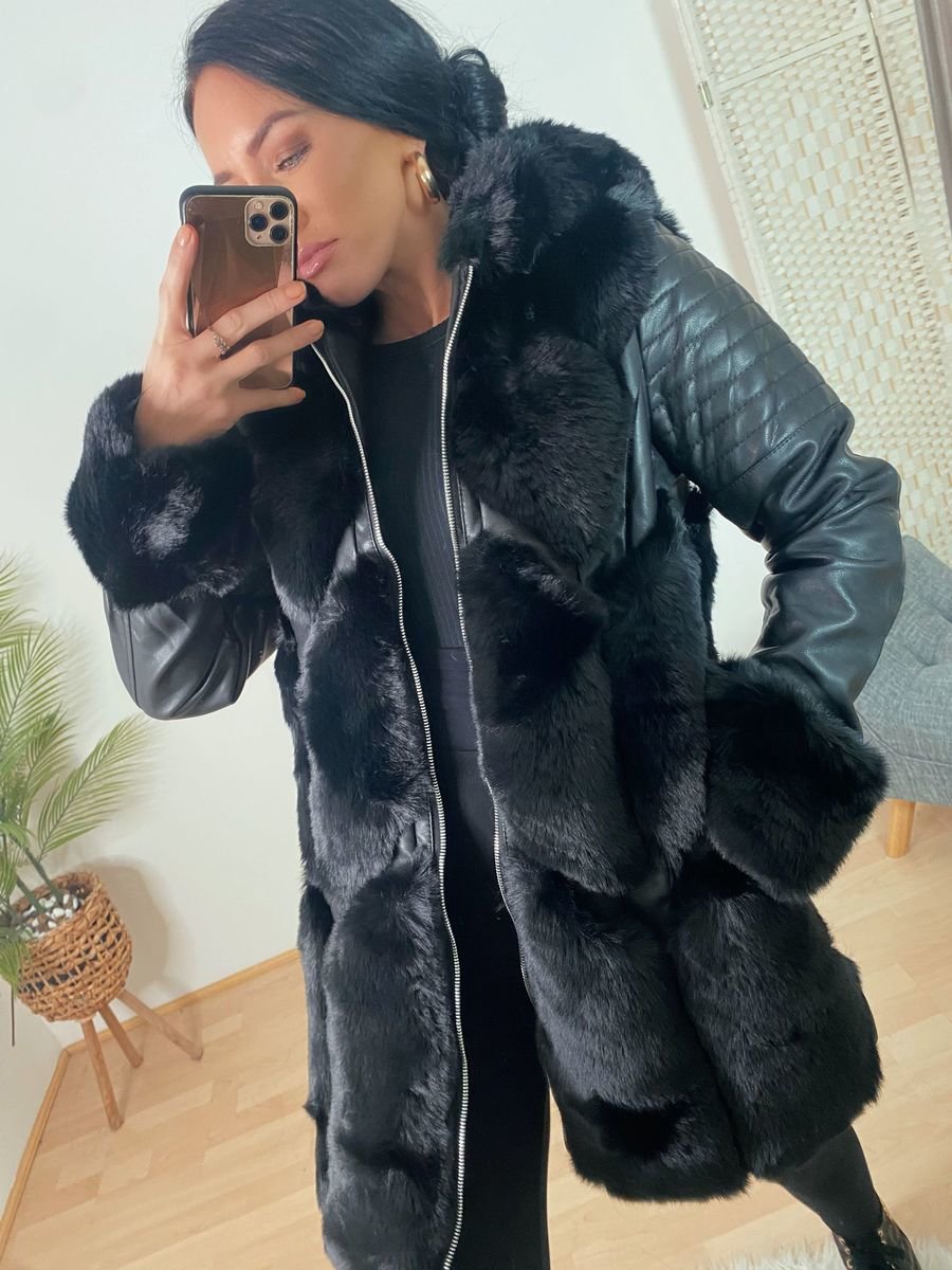 Tabitha PU Faux Fur Coat