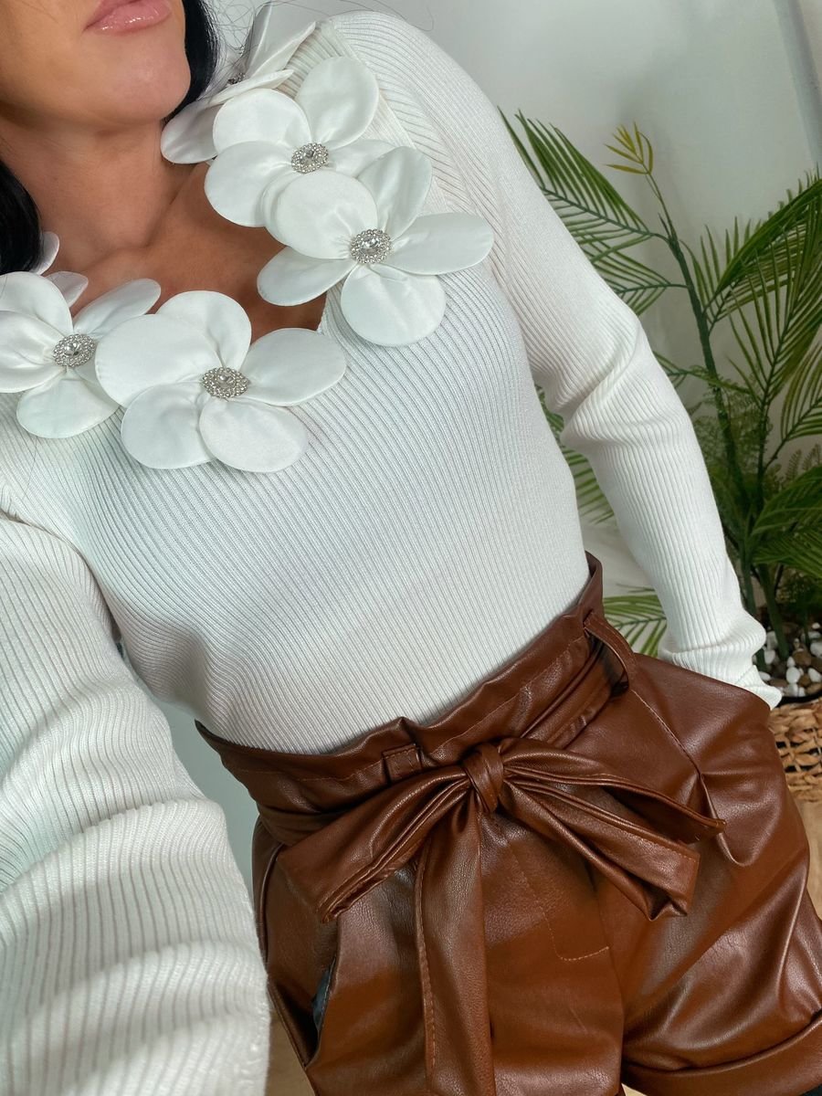 Lexi Blossom Flower Neck Detail Knitted Jumpers Lexi Blossom Flower Neck Detail Knitted Jumpers