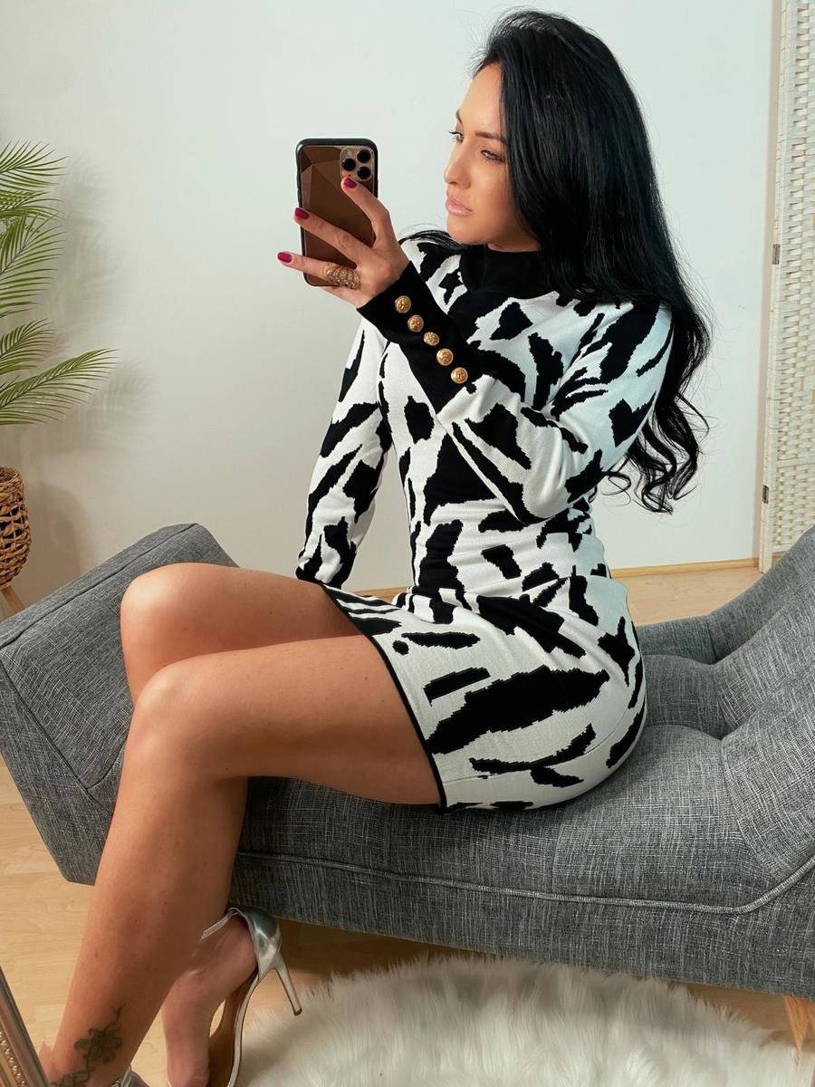 Harleen Animal Print Knitted Mini Dress Harleen Animal Print Knitted Mini Dress