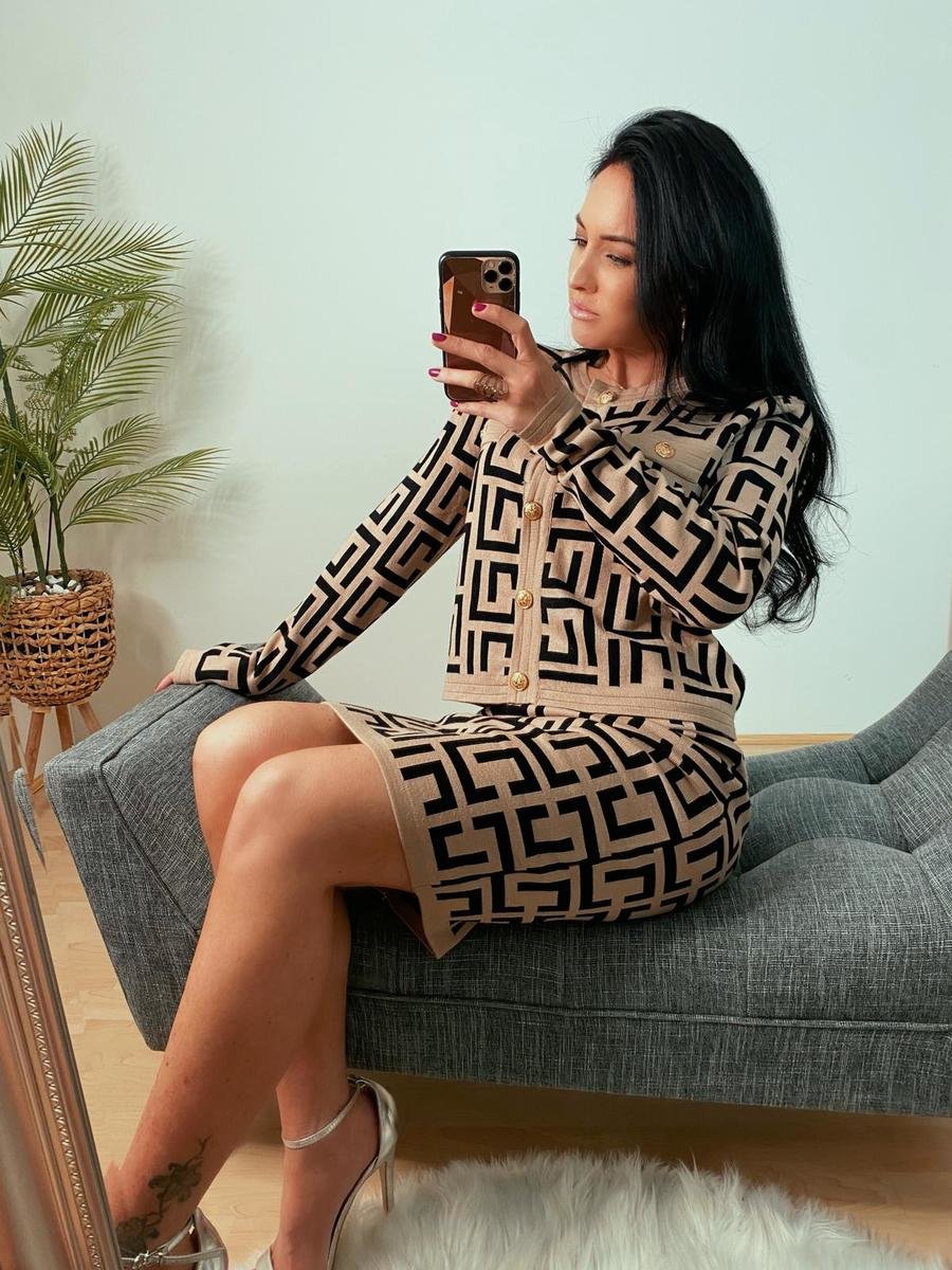 Celia Geo Print Knitted Two Piece Set Celia Geo Print Knitted Two Piece Set