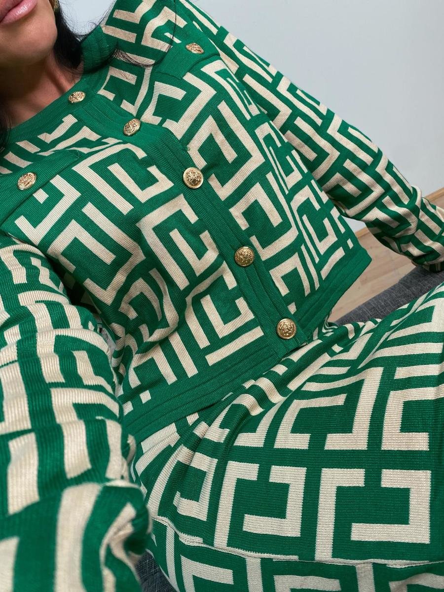 Celia Geo Print Knitted Two-Piece Set Celia Geo Print Knitted Two-Piece Set