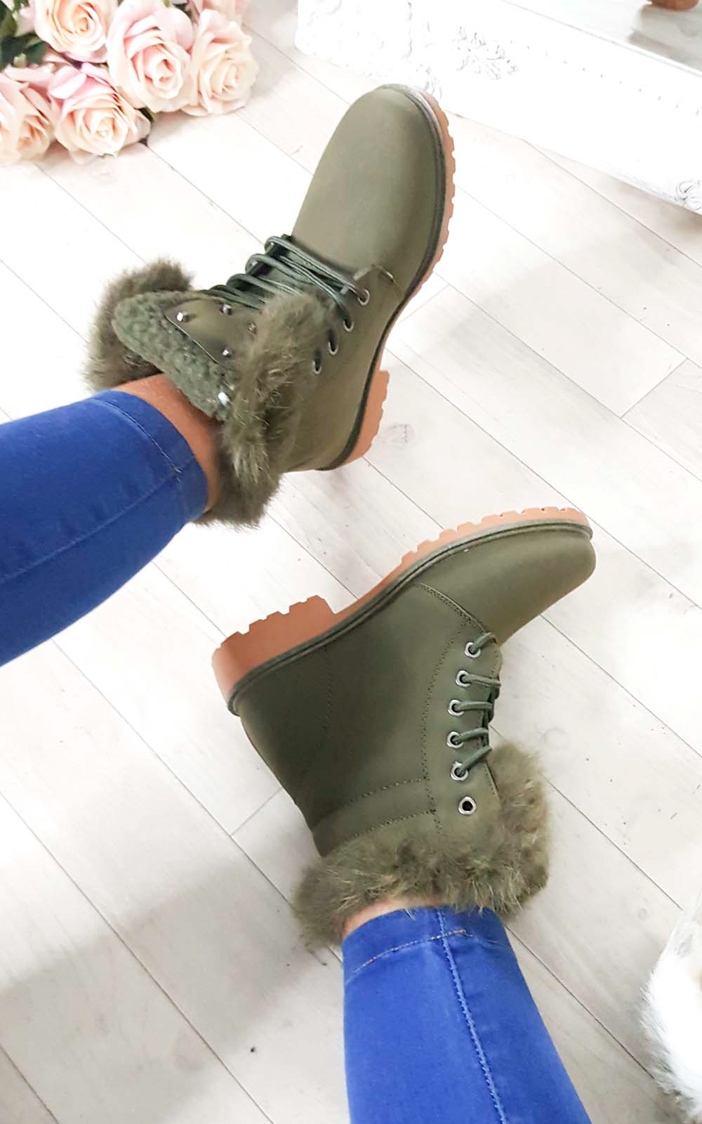 Josie Faux Fur Lace Up Boots Josie Faux Fur Lace Up Boots