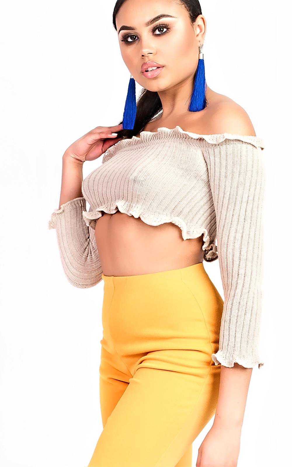 Brianna Ribbed Long Sleeved Crop Top Thumbnail