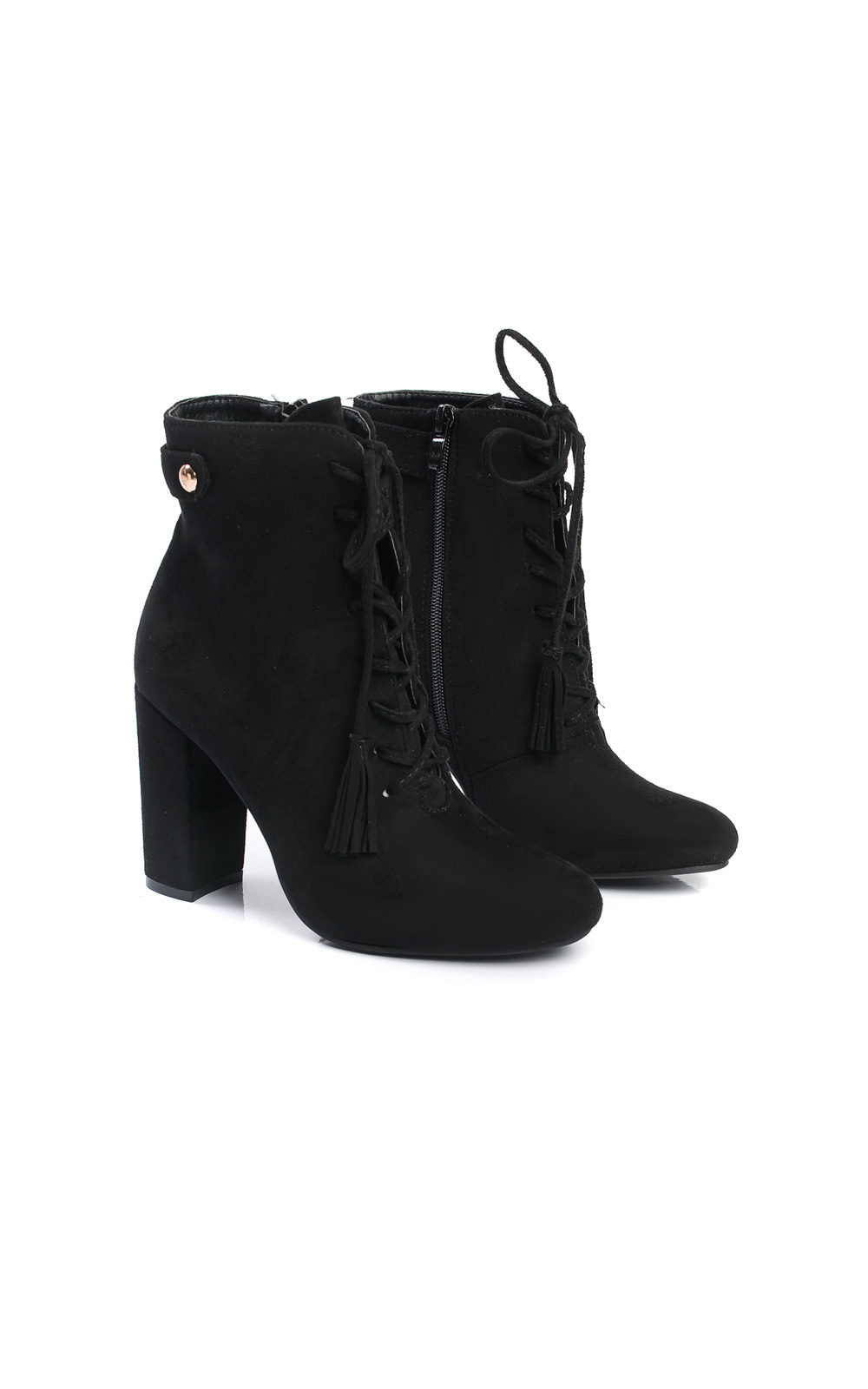 Kiki Faux Suede Lace Up Tassel Ankle Boots Thumbnail