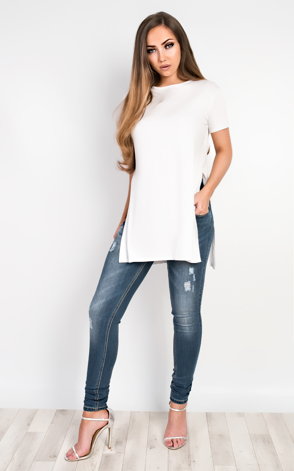 Zona Basic Side Split Casual Top Zona Basic Side Split Casual Top