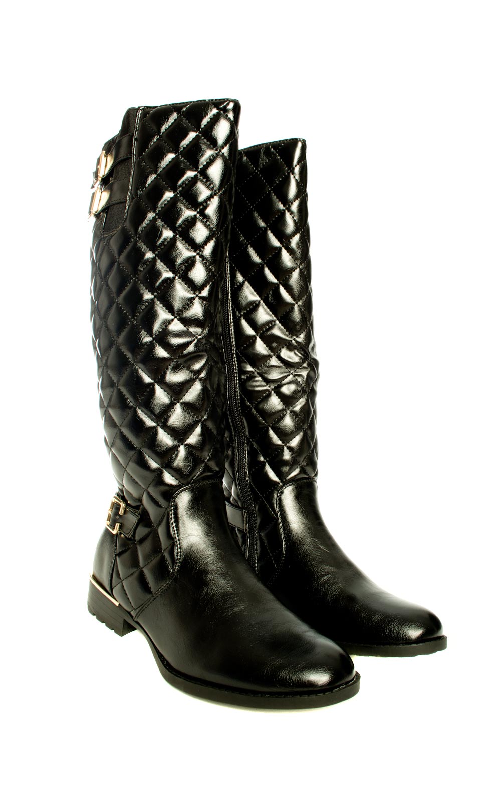 Priscila Quilted Knee High Buckle Boots Thumbnail Priscila Quilted Knee High Buckle Boots Thumbnail