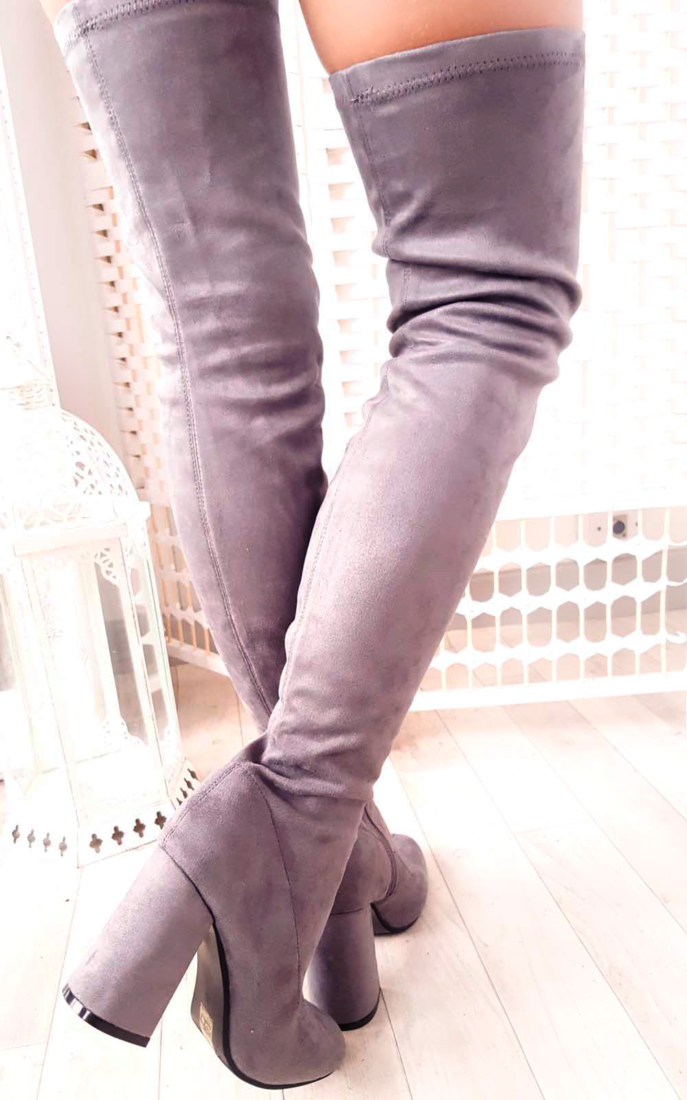 Abigail Faux Suede Knee High Boots Thumbnail Abigail Faux Suede Knee High Boots Thumbnail