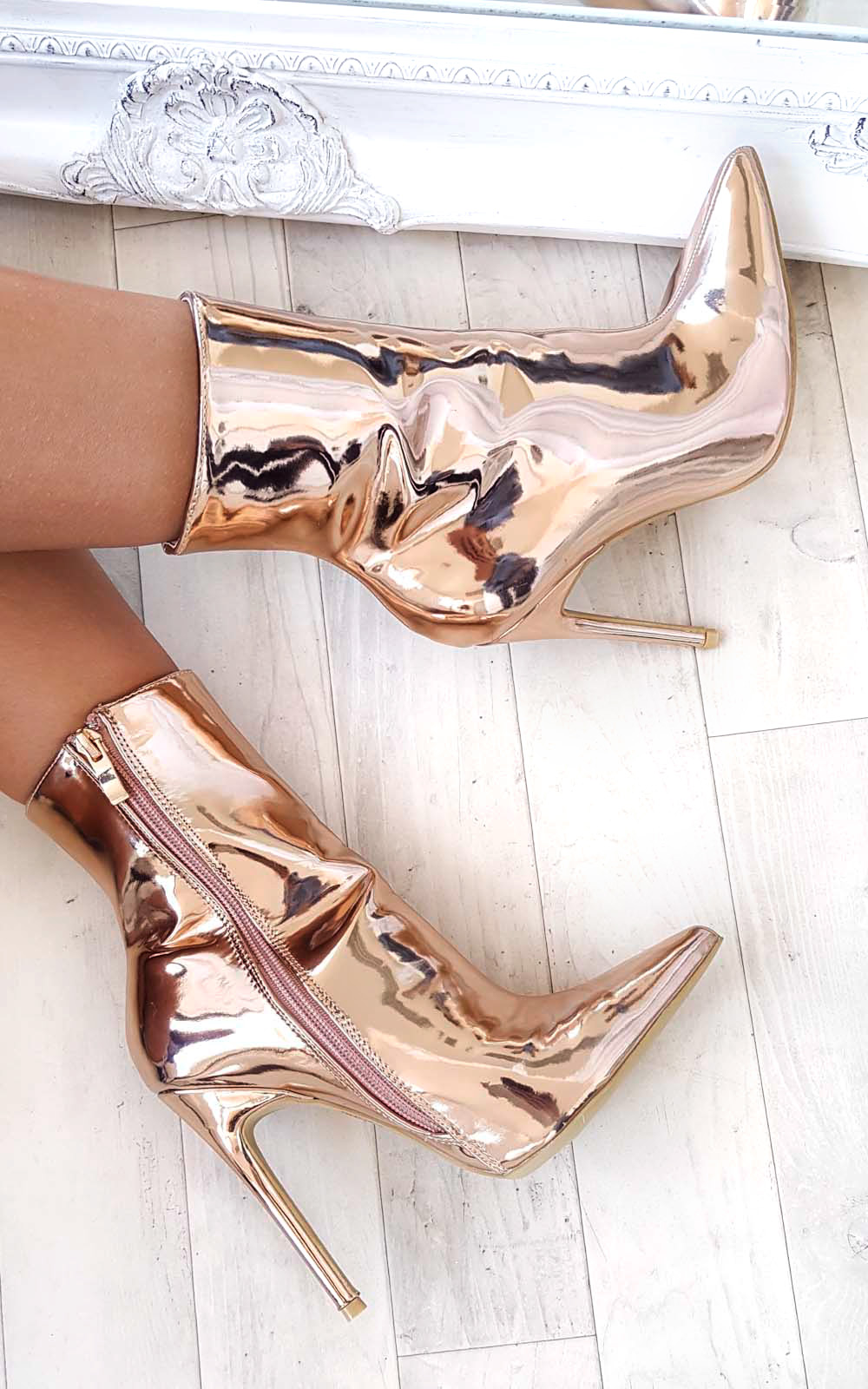 Meghan Chrome Stiletto Ankle Boots Thumbnail