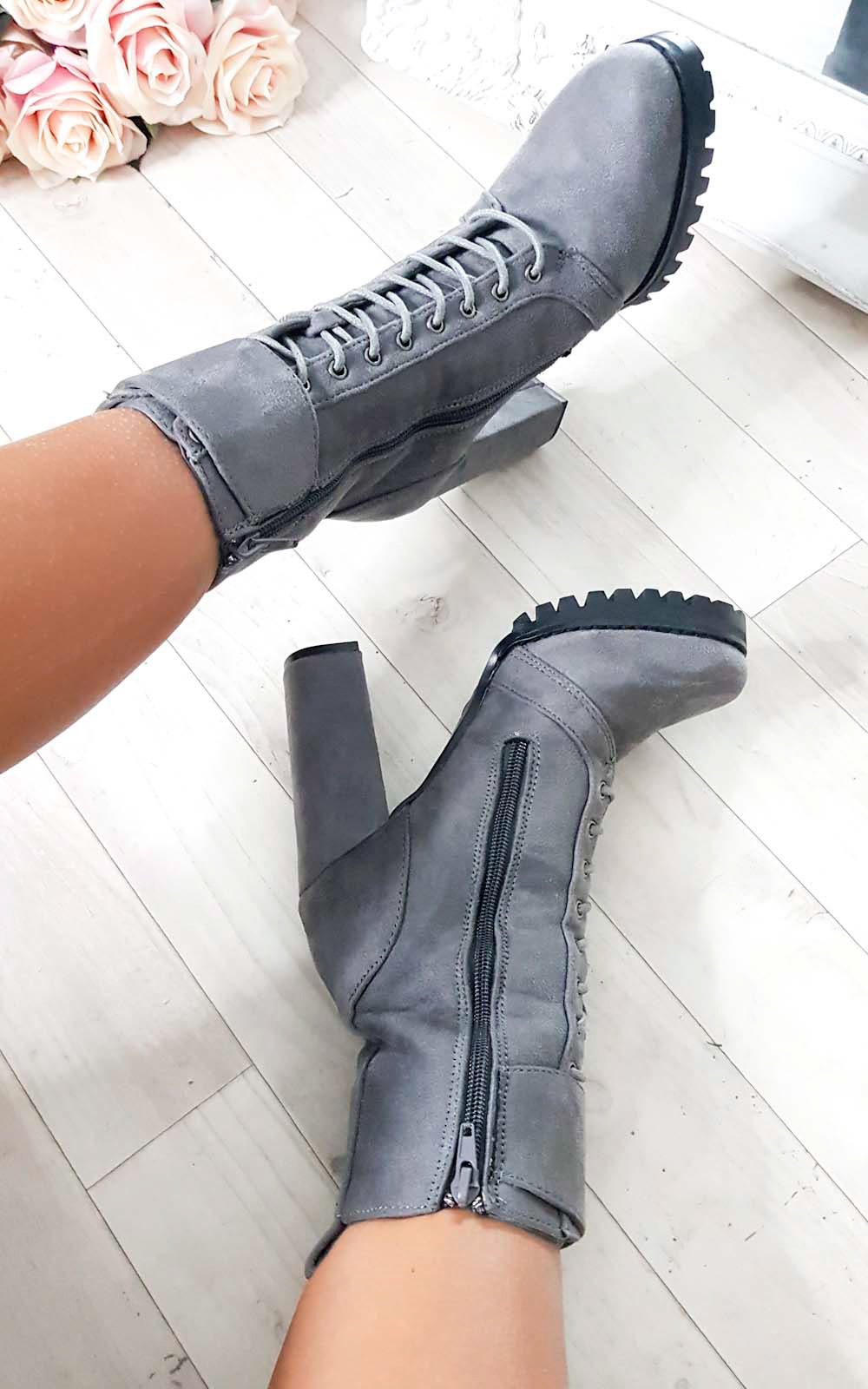 Shay Faux Suede Platform Tie Up Boots Shay Faux Suede Platform Tie Up Boots