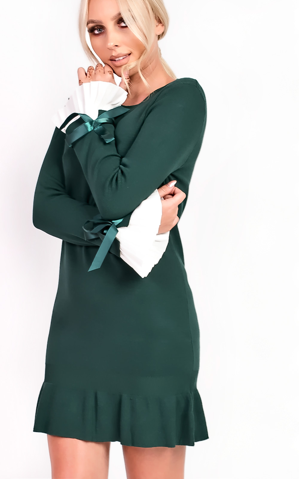 Cecelia Pleated Sleeves Longline Jumper Dress Thumbnail Cecelia Pleated Sleeves Longline Jumper Dress Thumbnail