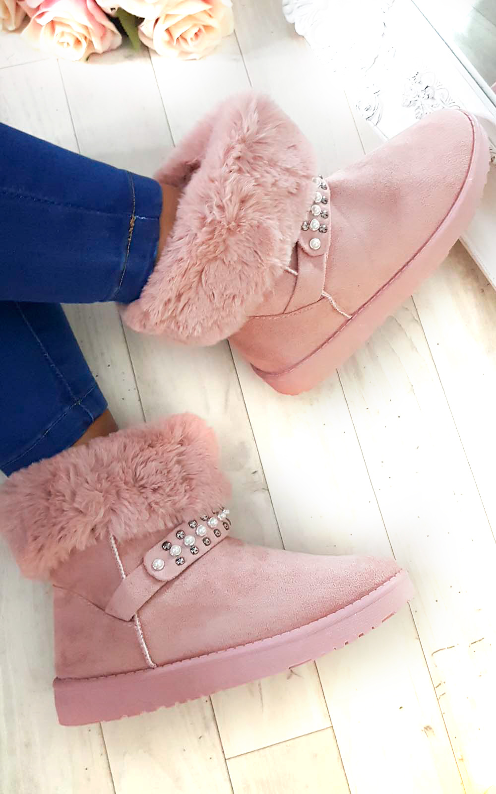 Carla Faux Fur Platform Embellished Boots Thumbnail Carla Faux Fur Platform Embellished Boots Thumbnail