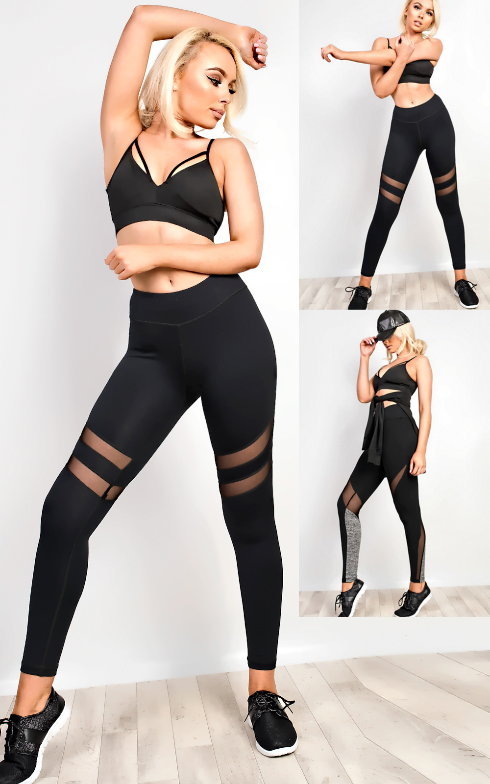 Active Mesh Detail Gym Leggings Thumbnail