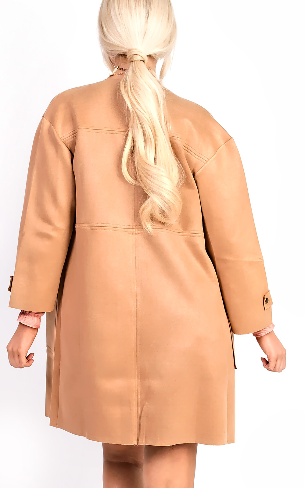 Carmellia Collarless Faux Suede Jacket Thumbnail Carmellia Collarless Faux Suede Jacket Thumbnail