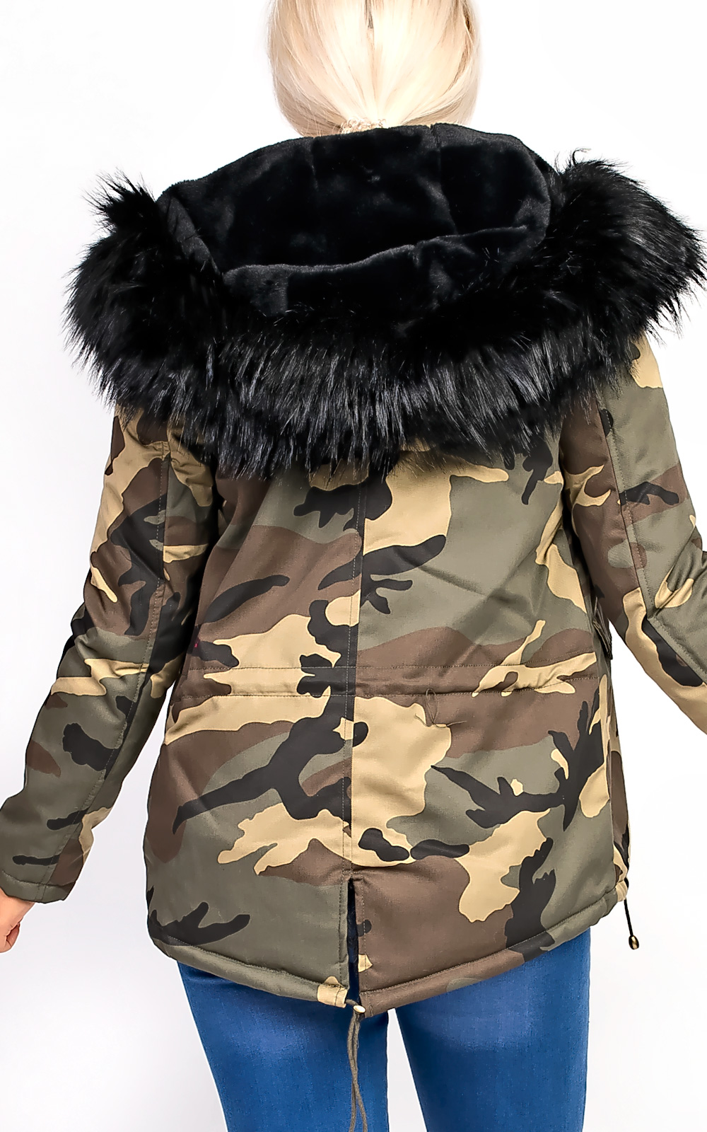 Sara Faux Fur Camo Parka Thumbnail