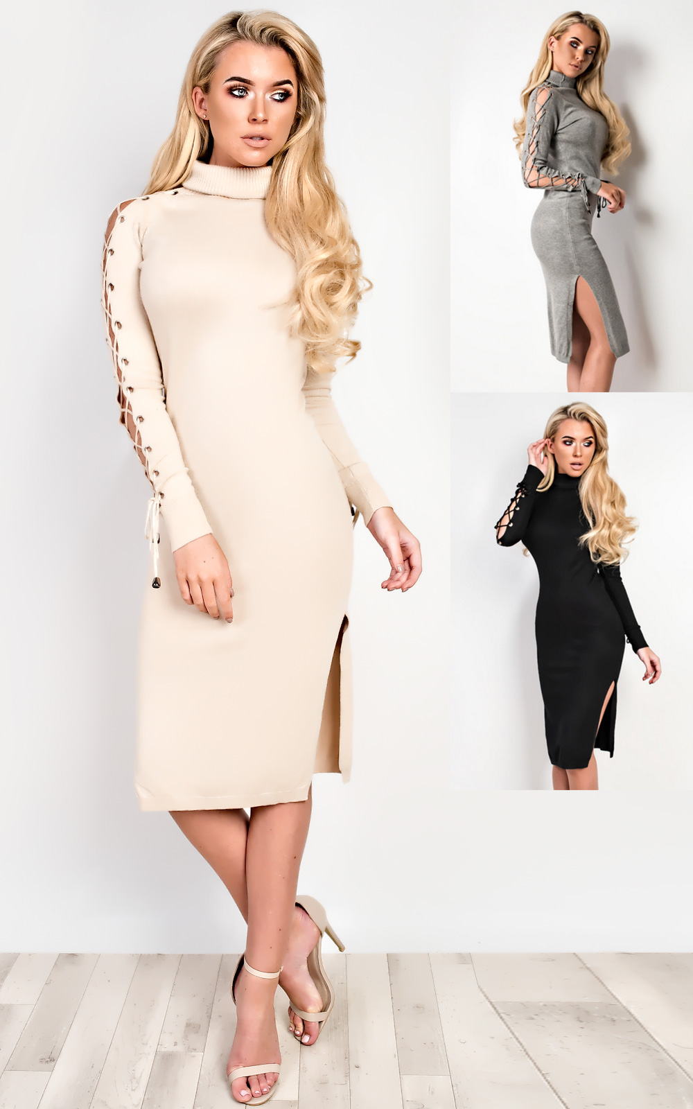 Liv High Neck Midi Dress Thumbnail