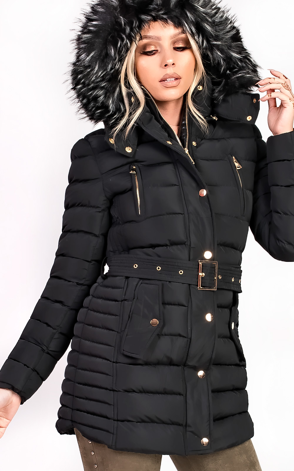 Lorita Padded Faux Fur Hooded Jacket Thumbnail Lorita Padded Faux Fur Hooded Jacket Thumbnail