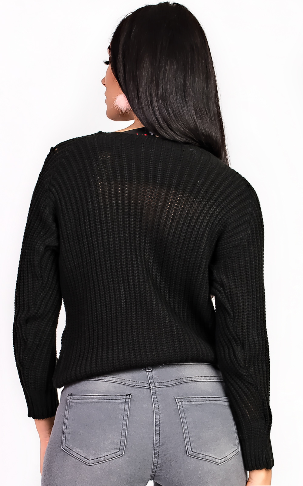 Evie Knitted Lace Up Jumper Thumbnail Evie Knitted Lace Up Jumper Thumbnail
