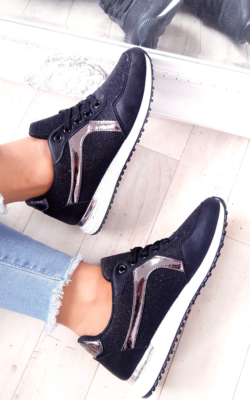 Kristen Shimmer Lace Up Trainers Thumbnail Kristen Shimmer Lace Up Trainers Thumbnail