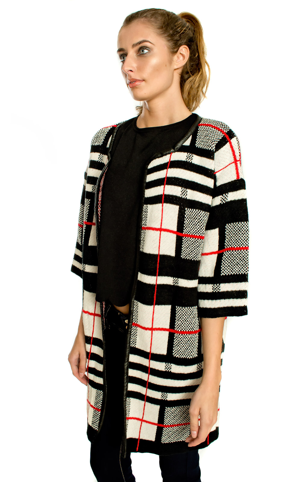 Cyndal Large Check Cardigan Thumbnail