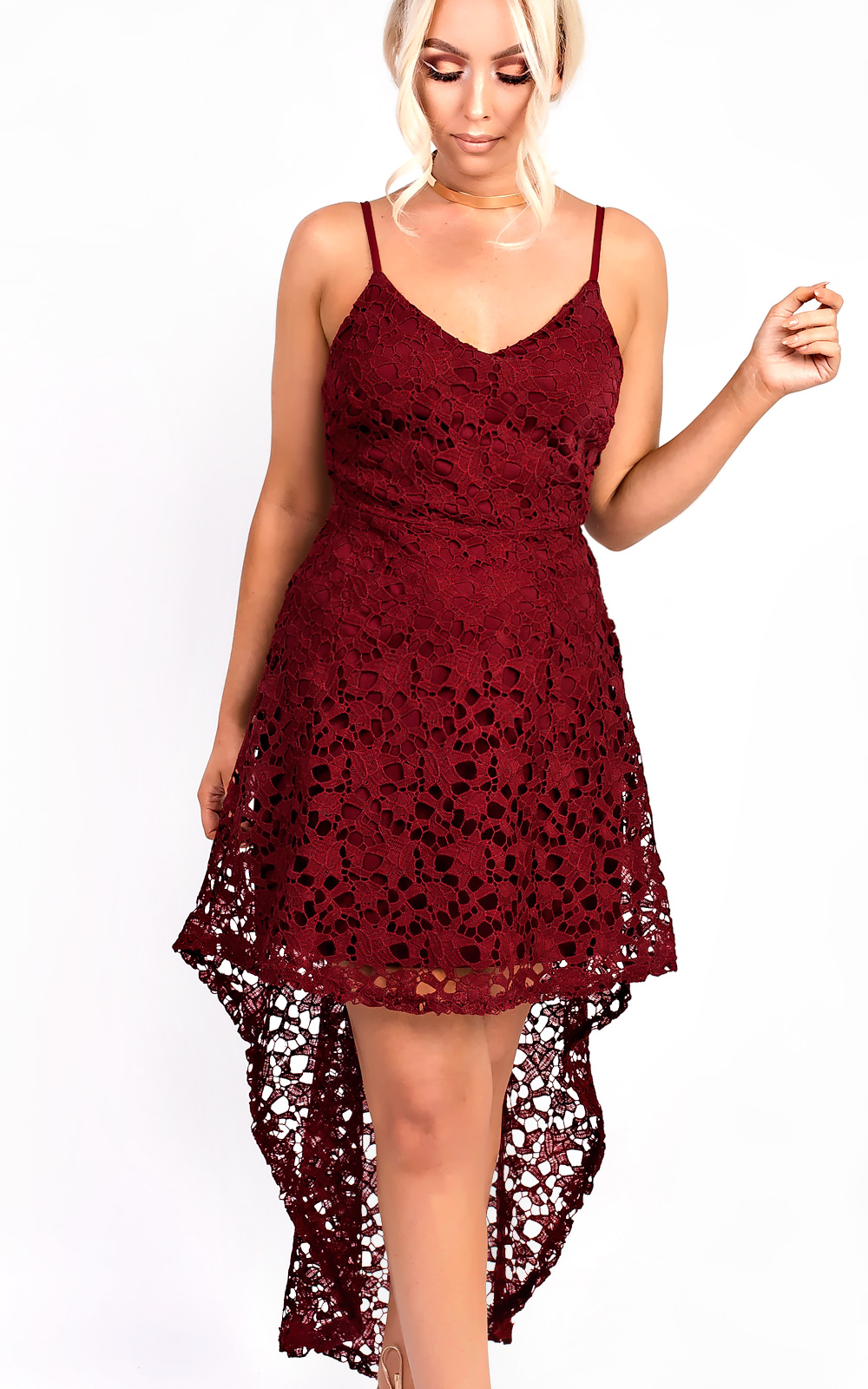 Katy Dipped Hem Crochet Dress  Thumbnail