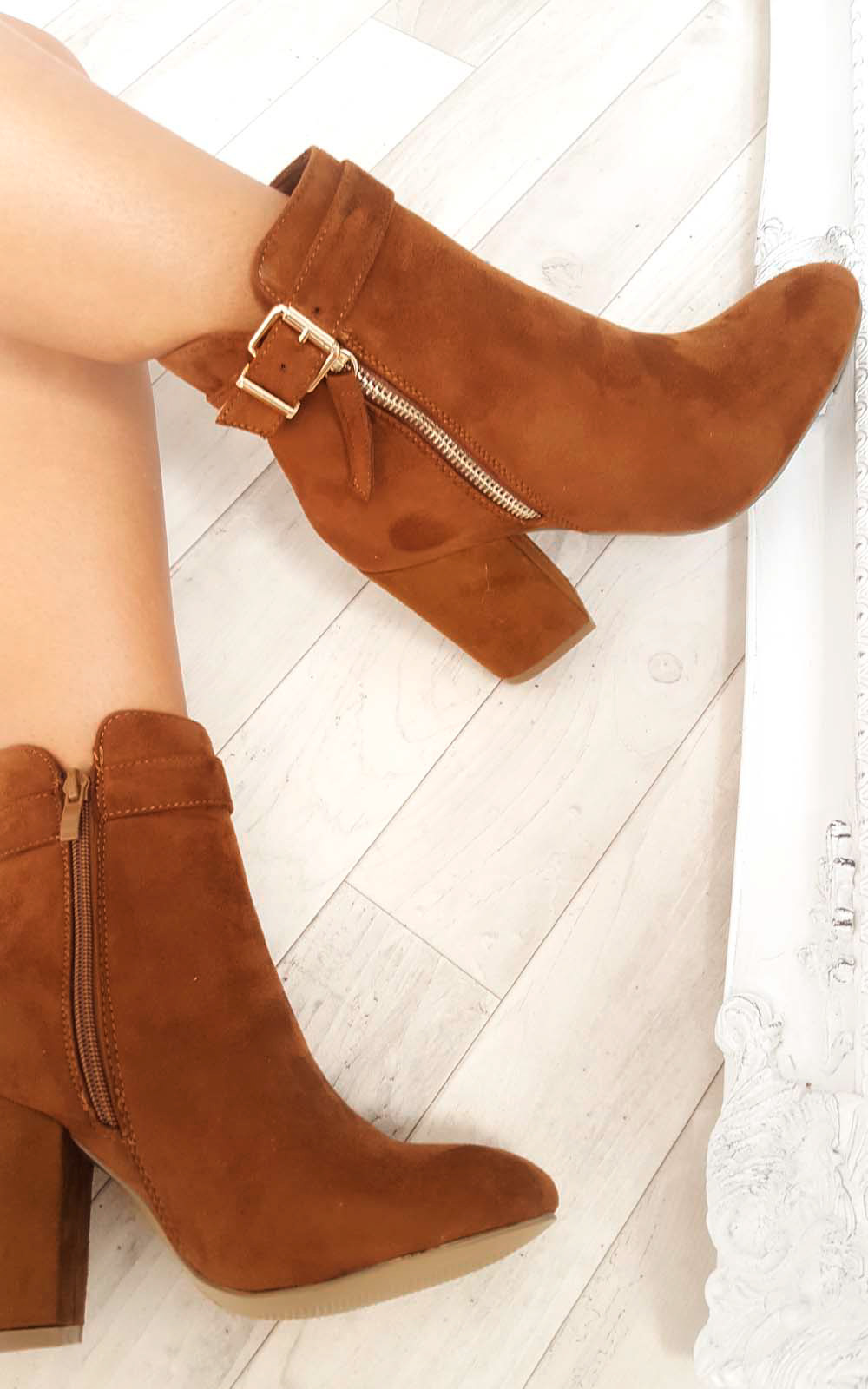 Misa Buckle Faux Suede Ankle Boots Thumbnail