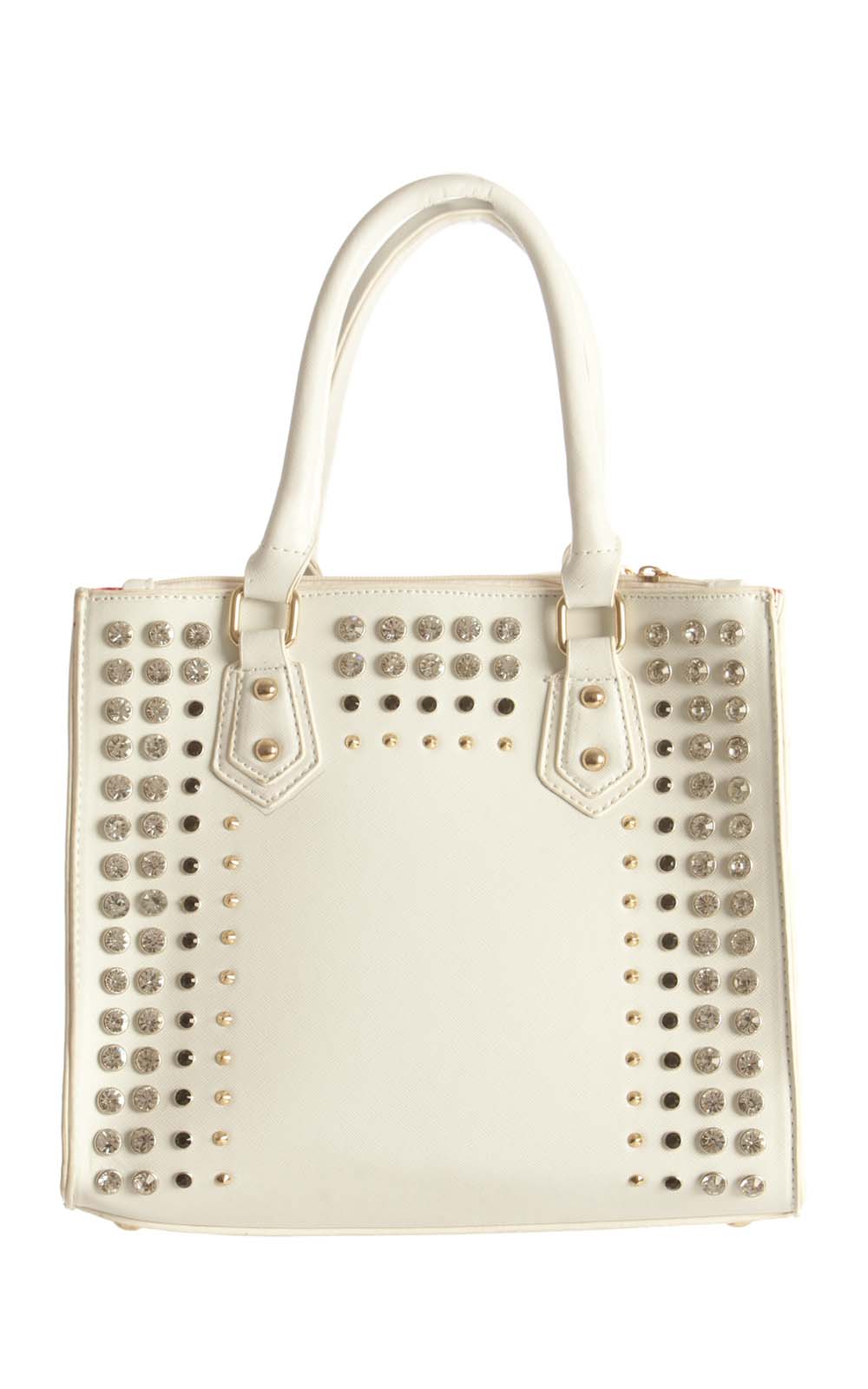 Evie Studded White Handbag