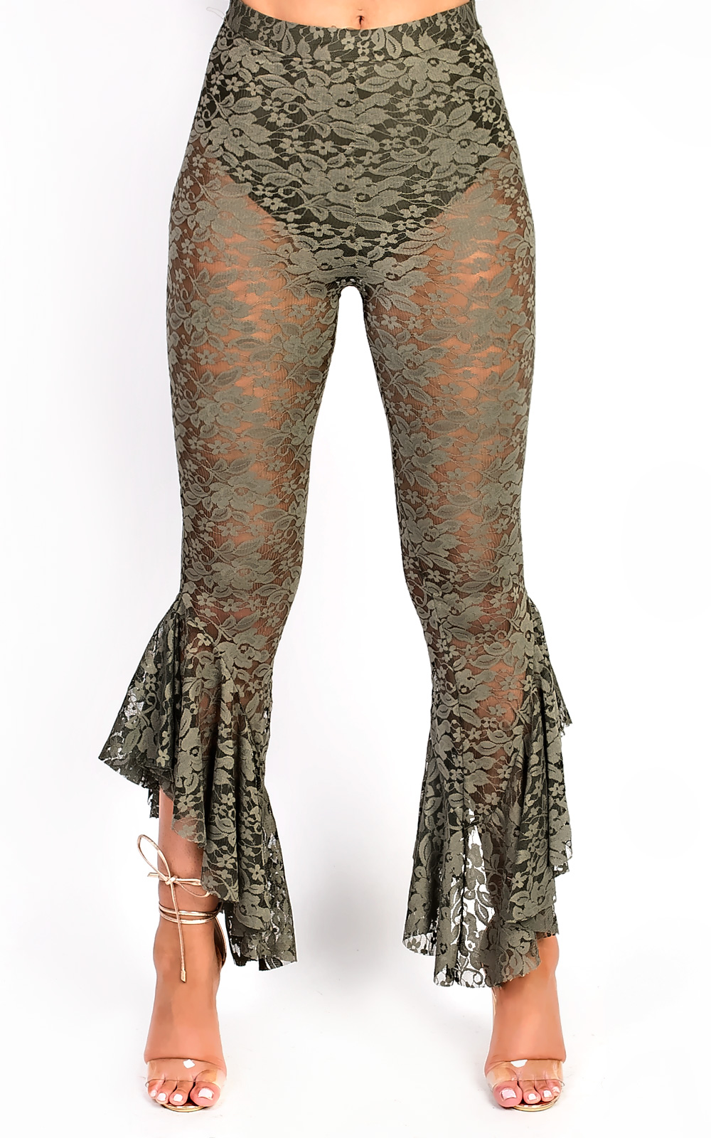 Terri High Waisted Lace Frill Trouser Thumbnail