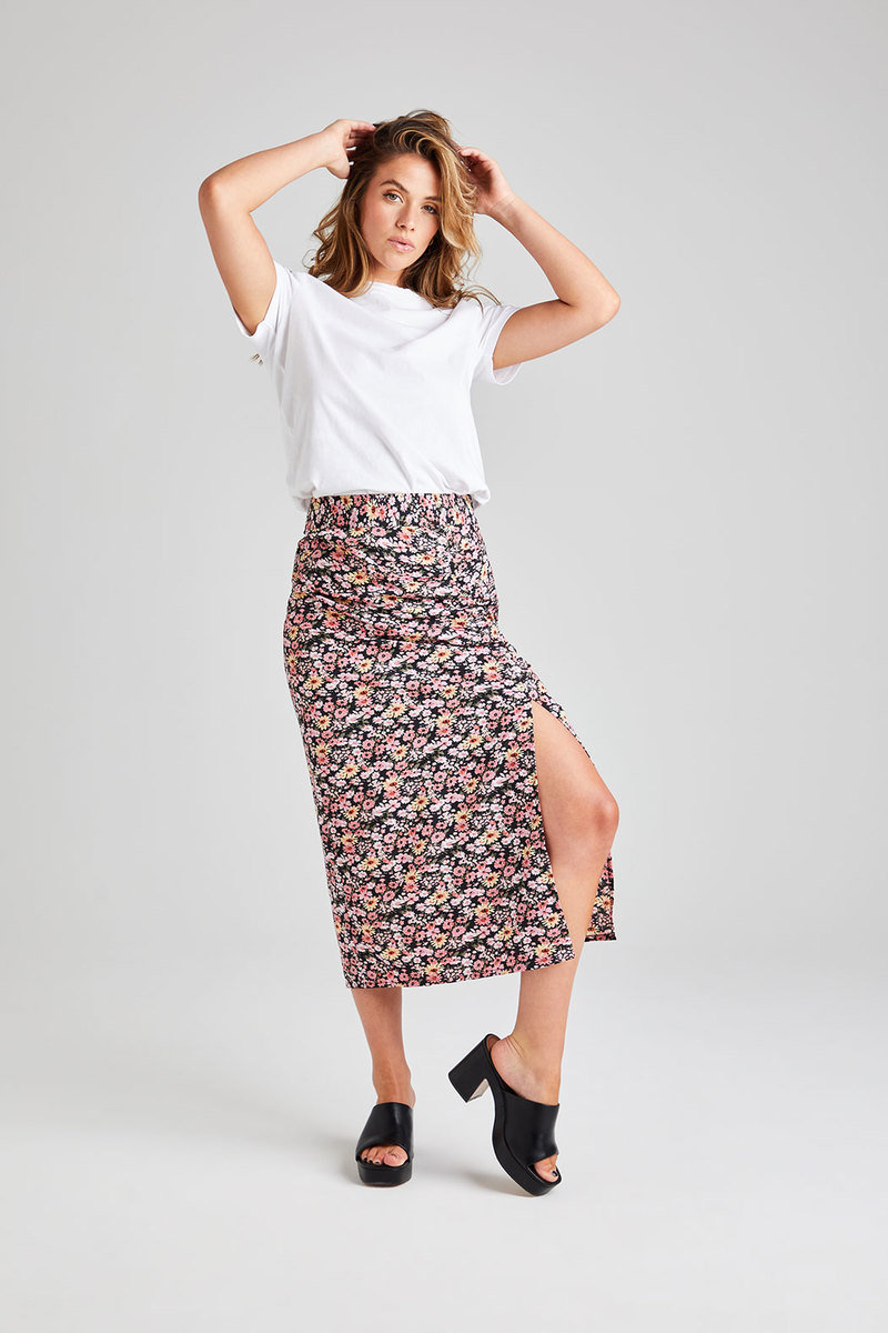 Eva High Waist Midi Skirt with Front Split Thumbnail Eva High Waist Midi Skirt with Front Split Thumbnail