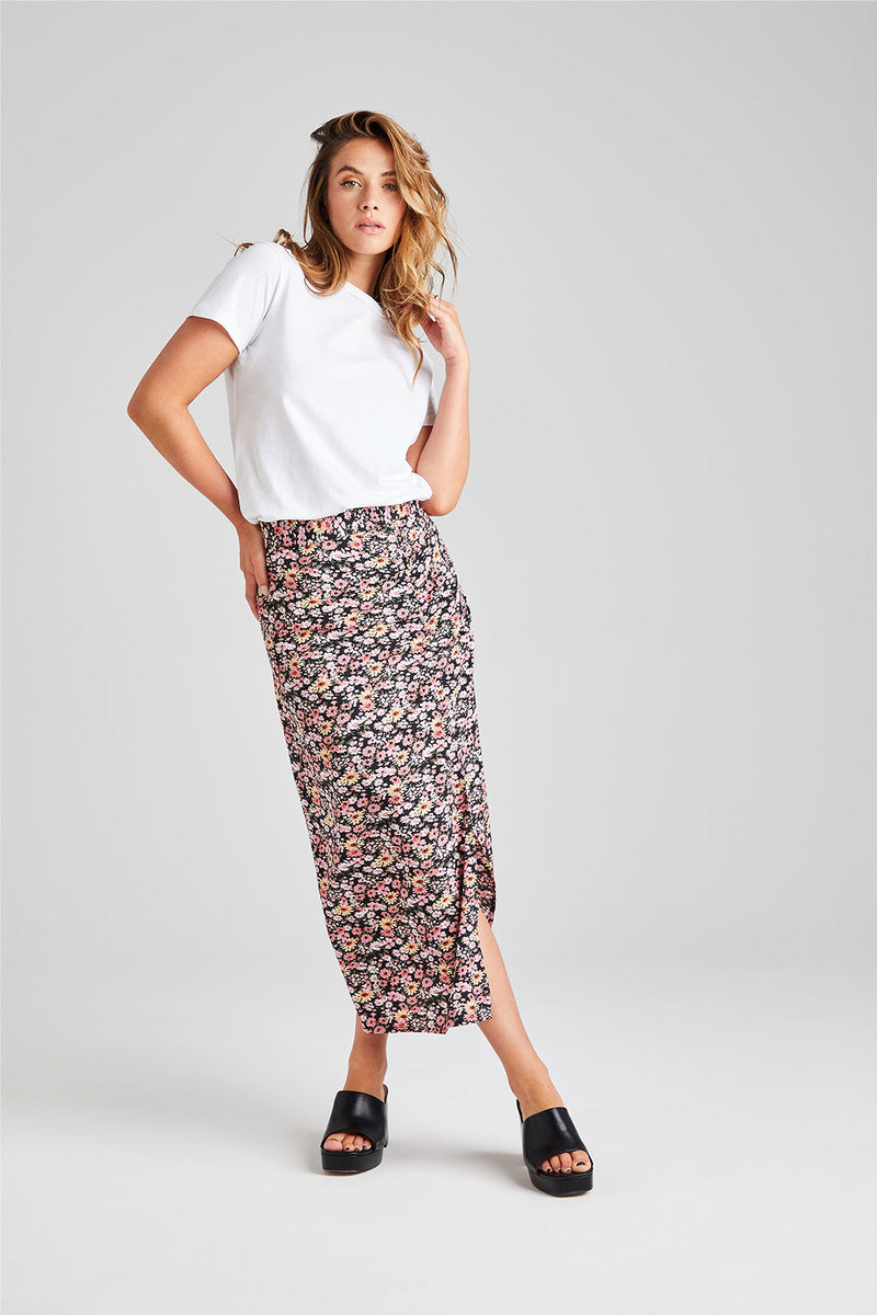 Eva High Waist Midi Skirt with Front Split Eva High Waist Midi Skirt with Front Split