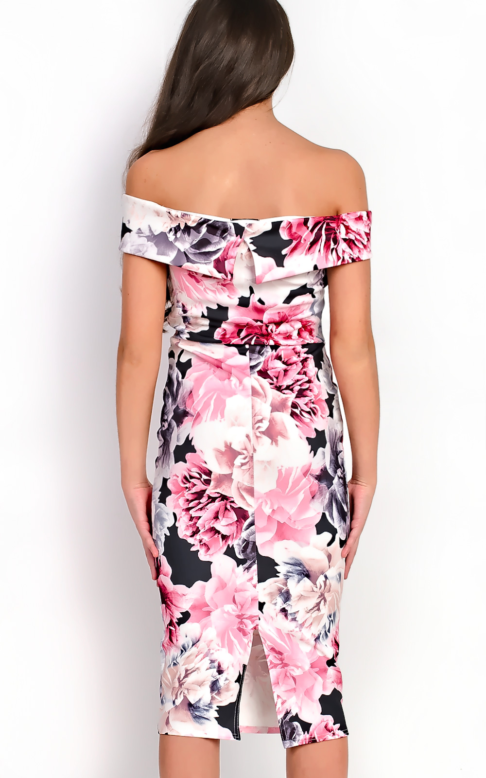 Daijah Bardot Floral Midi Dress Thumbnail