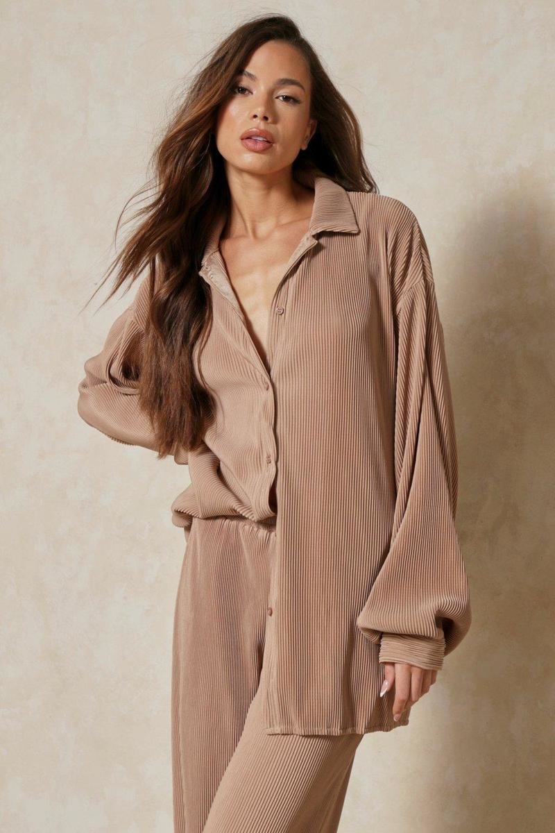 Avery Oversized Plisse Shirt And Trousers Co-ord Thumbnail