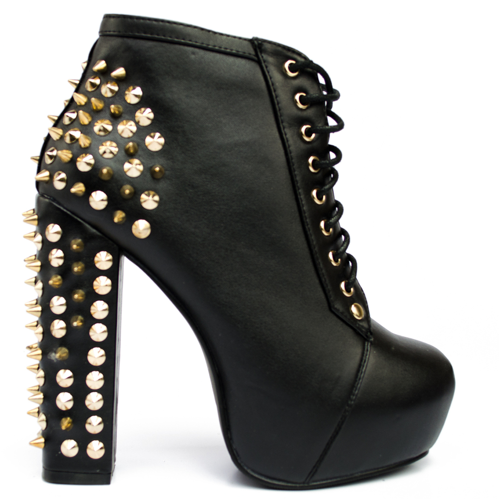 Toril Leather Spiked Lace Up Boots Thumbnail