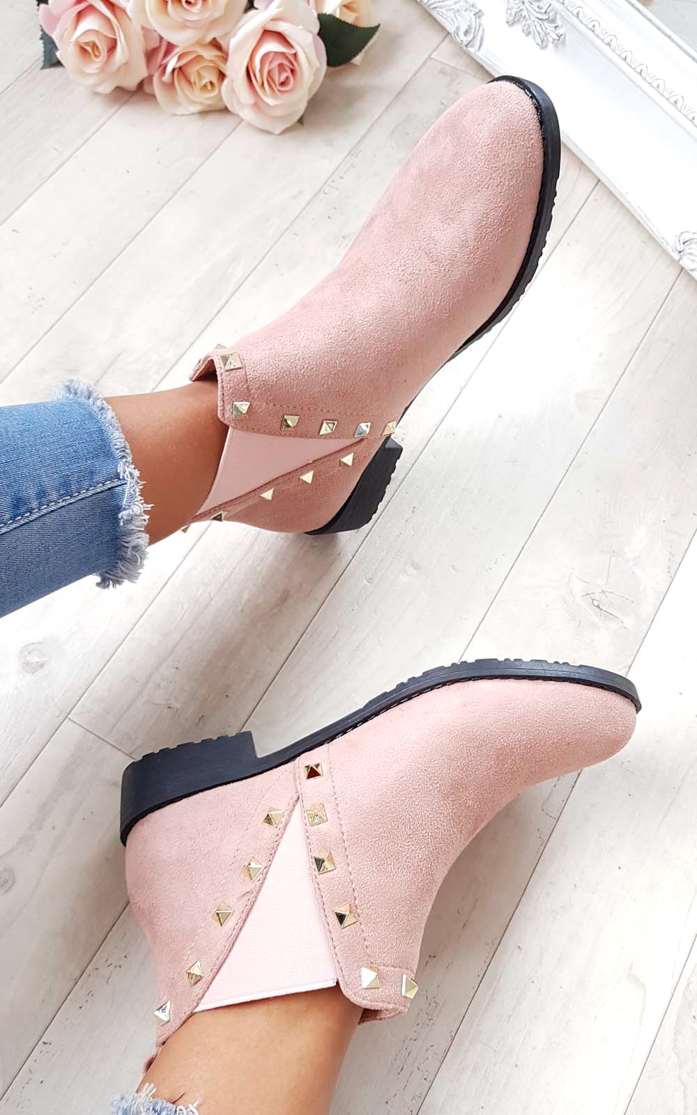 Keir Studded Chelsea Faux Suede Ankle Boots Keir Studded Chelsea Faux Suede Ankle Boots