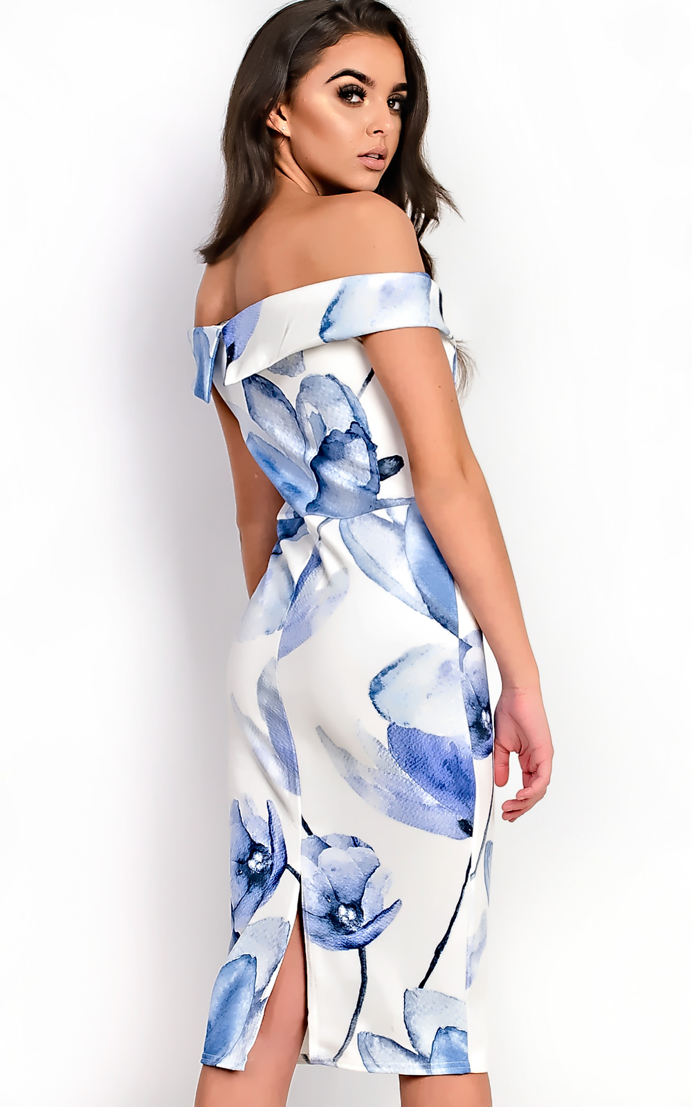 Jayla Bardot Floral Midi Dress Thumbnail