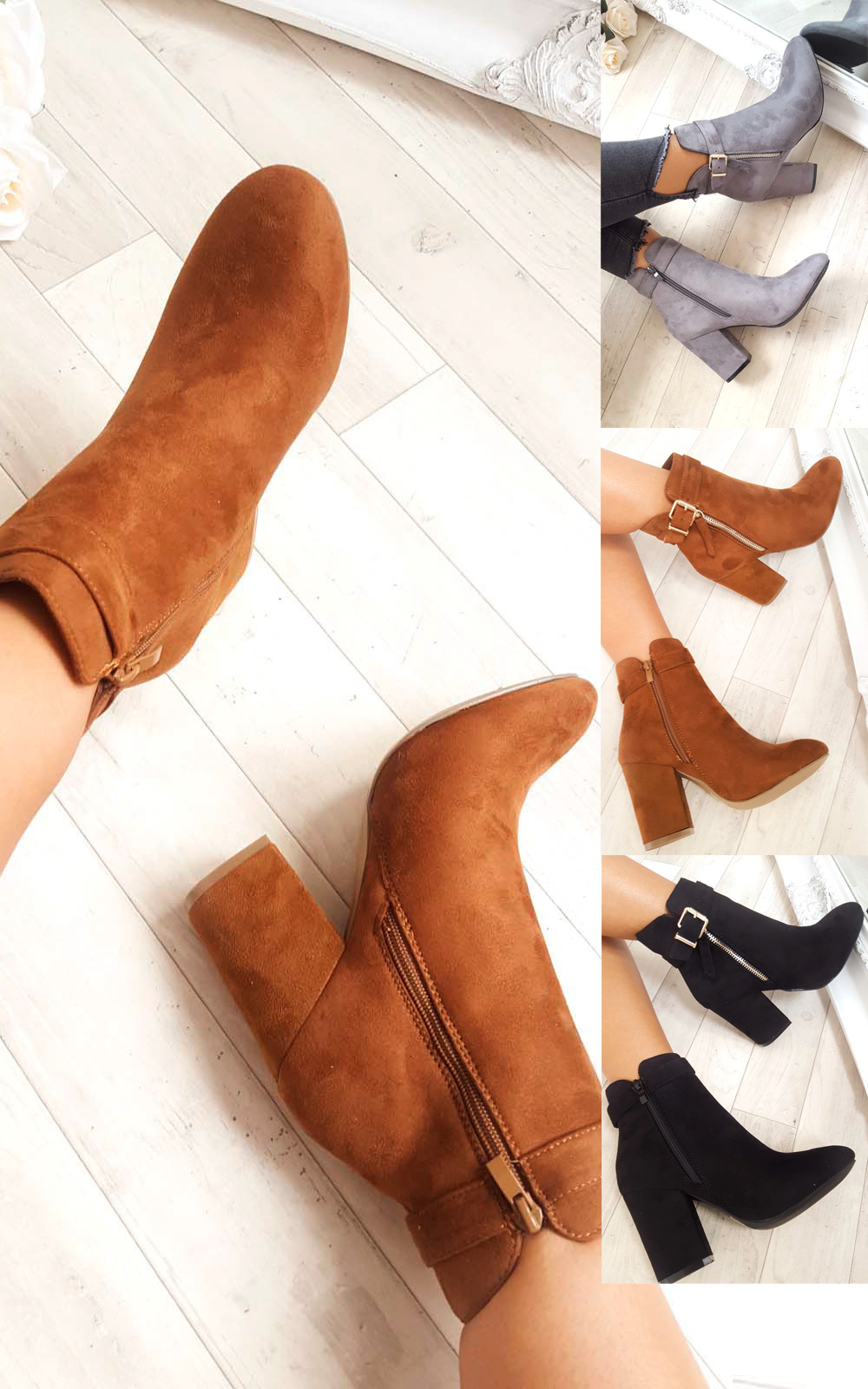 Misa Buckle Faux Suede Ankle Boots Thumbnail Misa Buckle Faux Suede Ankle Boots Thumbnail