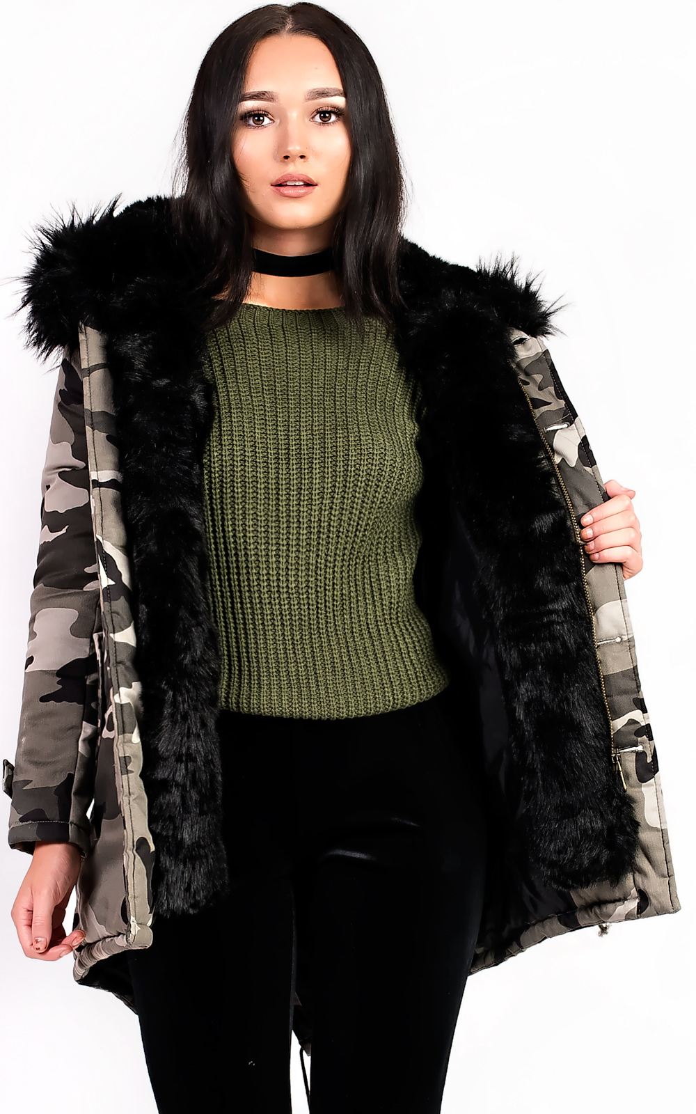 Karla Faux Fur Camo Parka Thumbnail