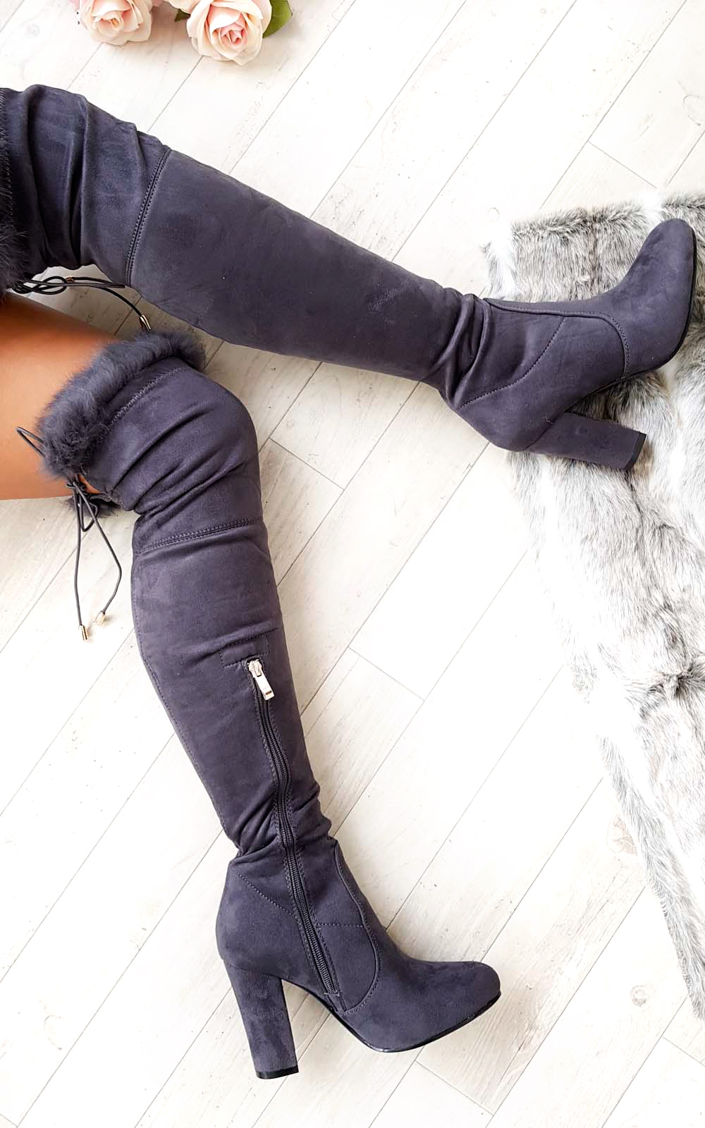 Claudia Faux Suede Fur High Boots Claudia Faux Suede Fur High Boots