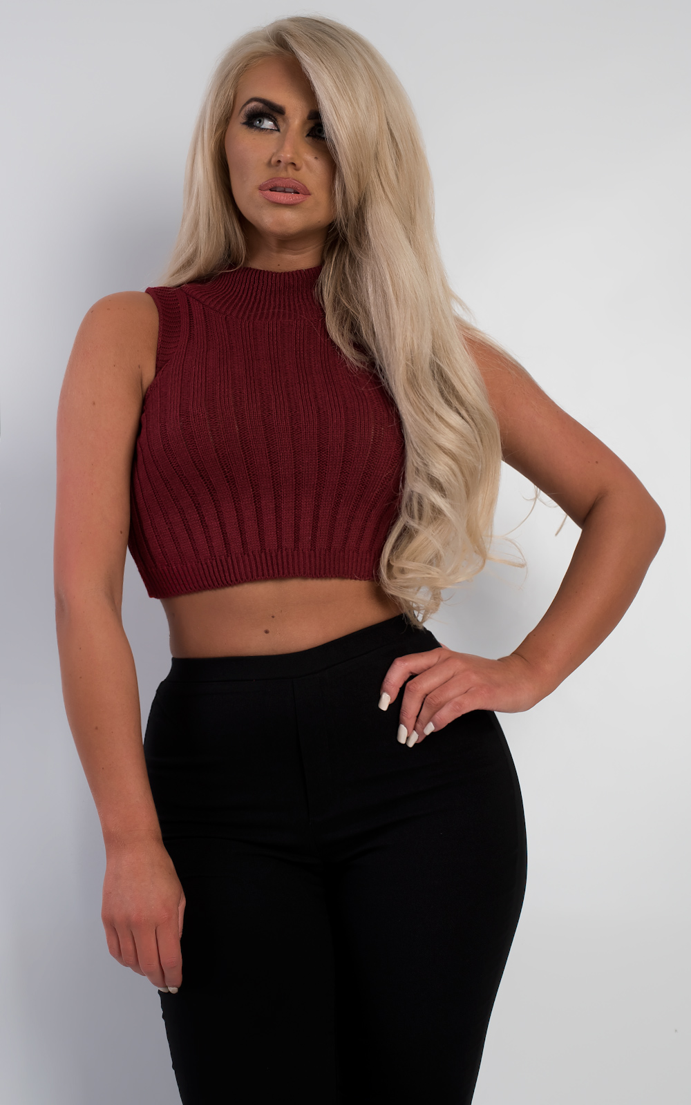 Hali Ribbed Polo Crop Top Thumbnail